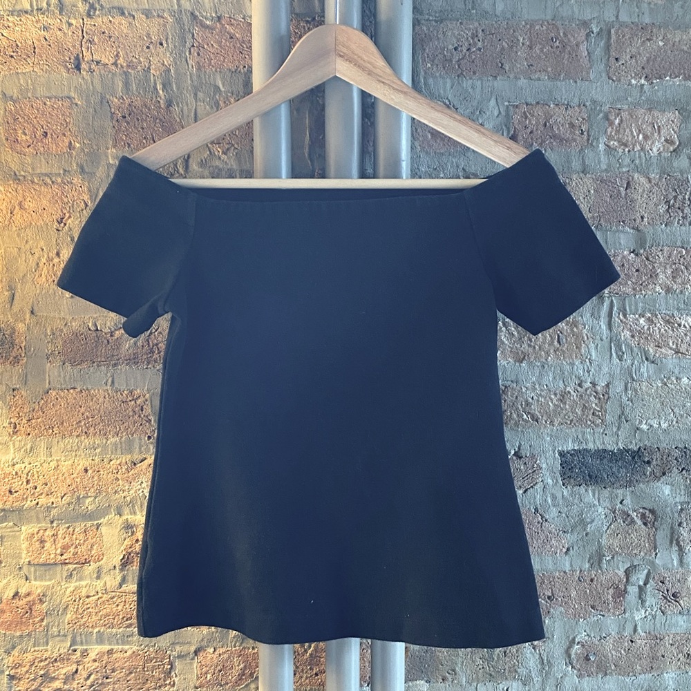 ANN TAYLOR BLACK OFF THE SHOULDER SHIRT